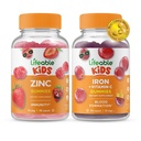 Életképes cink Kids + vas & vitamin C Kids, gumicukor Bundle - nagy ízű, vitamin kiegészítés, glutén mentes, GMO mentes, rágógumi