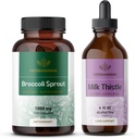 HERBAMAMA Brokkoli Sprout and Milk Thistle Kit - Bundle of 1000 mg Brokkoli Sprout Capsules & Milk Thistle Extract 4 fl oz - Vegan, Non-GMO, Sugar & Alcohol- Free - 2 Pack
