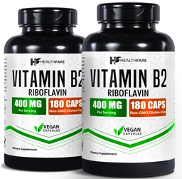 Healthfare B2-vitamin Riboflavin 400 mg d.m. 124; 2 d.m.m.m.m.m.m.m..; 180 Veg Captant tartalmazó csomag.