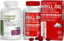 Bronson Turmeric Curcumin BioPerine High Potency Premium Joint Support + Bronson Antarktisz Krill Oil 1000 mg Omega- 3 s EPA, DHA