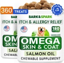 BARK & SPARK (Pack of 2 Omega 3 kutyáknak - 360 Halolaj sajtok kutya shedding, Skin Allergia, Itch Relief, Hot Spots kezelés - Joint Health - Skin & Coat Supplement - EPA & DHA Zsírsavak