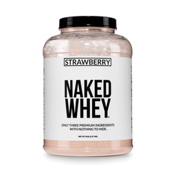 Naked Strawberry Whey Protein - All Natural Grass Fed Whey Protein Por + Szárított szamóca + Kókuszdió Sugar- 5lb Tömeg, GMo- Free, Szójamentes, Gluten Free. Támogatja az izomnövekedést és -helyreállítást - 61 szerváció