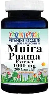 Vitaminok Mert Muira Puama kivonat 1000mg kiegészítés férfiak és nők támogatása (200 rk)
