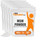 BulkSupplements.com Powder - Metilszulfonilmetán, MSM kiegészítés - MSM Pure Powder, MSM 3000mg - a közös egészség, glutén mentes, 3000mg per szerving, 5kg (11 db) (5 db-os csomag)