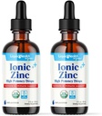 LIQUIDHEALTH USDA Organic Ionic Cink High Potencial Drops - Trace Mineral Liquid vitamin kiegészítés felnőttek, gyerekek - Immune & Digestive Support, Skin & Wound Health - USA Made, Vegan, Non-GMO (2 Pack)