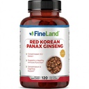 FineLand Red Korea Panax Ginseng 13,000 mg - Max Strength 20: 1 kivonat - koncentrált immun- és kognitív kiegészítő férfiak és nők számára - 120 Veggie kapszula