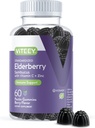 Viteey Sambucus Elderberry Gumies felnőttek számára - Belserberry C-vitamin és Cink Immunity Gumies - Vegan, Gluten- Free - 60 gróf