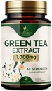 Zöld tea kivonat kapszula 1000 mg - szabványosított 45% EGCG & 98% polifenolok - 3X Strength Green Tea Pills for Natural Energy - Támogatja a szív egészségét, gyógynövény kiegészítés, Vegan, Non-GMO - 60 kapszula