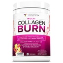 Multi Collagen égés: hidrolizált fehérje peptidek hialuronsav, C-vitamin, SOD B Dimplessional, típusok I, II, III, V és X, koffein-mentes eperlé Lemonade ízesített 30