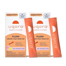 Uqora Flush - Vizeleti tract * D-Mannose, C-vitamin, B6-vitamin, Kálium, Magnézium & Kalcium - Gluten- Free & Vegan - Pink Lemonade Flavor - 20 csomag (2 csomag)
