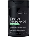 Sport Research Vegan Omega3 D3-vitaminnal - 1020mg Omega3 és 5000iu D3 kiegészítés - Halolaj Alternatív D-vitaminnal Algae Oil - 60 Veggie Softgels Felnőttek számára