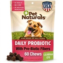 Pet Naturals Napi probiotic kutyáknak, 120M CFU - Pre and probiotics for dogs Digestive Health, Gut Health, Immuntámogatás, Hasmenés, Allergia és viszketés - 60 Chews, kacsa Flavor