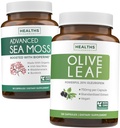Sea Moss & Olive Leaf kivonat (1 hónapos ellátás) Olive Moss Blend - Organic Irish Sea Moss - Nyersvegán kiegészítés (60 Caps) & Olive Leaf kivonat Super Strength: 20% Oleuropein - Vegetáriánus (120 Caps)