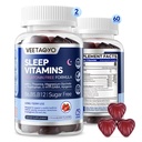 Melatonin Free 5- HTP GABA kiegészítés gumikat felnőttek és gyerekek 12 + L- Theanine, Magnézium Glycinate, L- Tryptophan, Apigenin - Sugar Free, Strawberry Flavor, Vegan, 120 Count