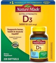 Természet készített D3-vitamin 5000NE 220 Count Softgels