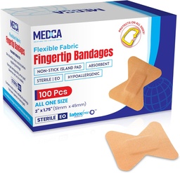 Flexible Fabric Bandages - Flex Fabric Addesive Bandages Finger- Tip Care és megvédeni a sebeket a fertőzéstől - (100 Count Box)