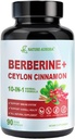 Berberine kiegészítés Ceylon fahéj & króm Picolinát, 10- in- 1 Berberine 1000mg Per Serving, Berberine 5X a metabolizmus, szív és immun támogatás (90 kapszula)