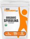 BulkSupplements.com Organic Spirulina Powder - Superfood, Green Spirulina Powder, Herbal Supplement - Vegan- Friendly, 3g per Serving, 100g (3.5 oz) (1-es csomag)