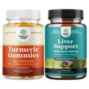 Bundle Turmeric Curcumin Immun Support Gumies és Máj Cleanse Detox & javítási Formula - Közös támogatás és a fejlett bőr ellátás - a Milk Thistle Dandelion Root Turmeric és Articsóka kivonat