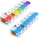 Odaro extra nagy heti Pill Organizer, XL Pill Box 7 nap AM PM, Jumbo Medicine Organizer 2 Times Egy nap, hogy tartsa a napi orvoslás, Vitaminok, és kiegészítők, Rainbow & Blue / White (Set of Two)