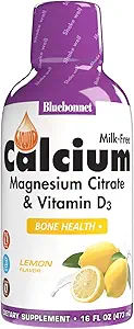 Bluebonnet Nutrition Liquid Calcium Citrate Magnézium Citrate, D3-vitamin, Csontegészség, Gluten Free, Soy free, tejmentes, kóser, 32 Servings, Lemon Flavor, 16 Fl Oz (1-es csomag)