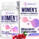 Vaginalis probiotikumok nőknek - 300 milliárd CFU 12 törzsek Prebiotikumok, Szerves Áfonya kivonat Napi női probiotikumok hüvelyi, vizeletvizsgálat, emésztés, bélsár, immunegészség, 60 kapszula