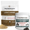 Real Gomba Lions Mane Powder for People (60g) & Gomba Immun Pet Chews (60ct) - Bundle for Cognition & Immunity - Ashwagandha, Astragalus & More - Vegan, Non-GMO, Gluten- Free, Grain- Free