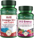 Tisztasági termékek Bundle - Krill Omega 50 + CoQ10 + B- 12 Energy Melt - Krill Omega 50 + CoQ10 (Krill olaj, halolaj, CoQ10, D-vitamin) B- 12 Berry Melt (Metilkobalamin B12 + B6 + D3 + More)