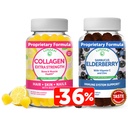 Lunakai Collagen és Elderberry Gumies Bundle - Anti öregedés kiegészítők férfiak és nők - Immun támogatás felnőttek és gyerekek - Vegan, Non-GMO, No Corn Szirup, Zselatin mentes, Minden természetes fekete sambucus