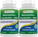 Best Naturals, Glucosamine Chondroitin MSM kiegészítők, 2600 mg / szerving, 90 kapszula (90 darab (2 darabos csomag))