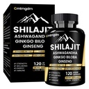 Shilajit kapszula - 20,000mg Pure Himalayan Organic Shilajit a férfiak és nők számára Ashwagandha, Támogatja a Vitality és Wellness, Premium Shilajit Pure Himalája kiegészítés, 120 kapszula