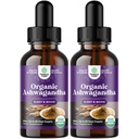 Natings Craft USDA Organic Ashwagandha Liquid Drops - Liquid Ashwagandha Root kivonat stressz és hangulattámogatás - Ízletes adaptogén tinktúra nem GMO Vegan Gluten alkohol és cukor mentes (2 csomag)