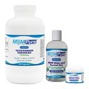 KALA EGÉSZSÉGÜGYI MIMPÚR Bundle MSM kapszula 250 szám, MSM izom és ízesített krém 2oz és MSM gél szerves aloe 8oz