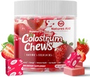 Colostrum sajtok kiegészítés probiotikumok a Gut Health, puffadás, Immuntámogatás, Bőr, Haj növekedés és szépség - Strawberry Flavor (60 Servings)