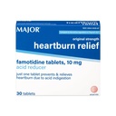 MAJOR Original Strength Heartburn Relief - Famotidin tabletta, 10 mg - Acid Reducer - 30 tabletta (1- Pack)