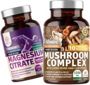Number One Nutrition N1N Premium Gomba Komplex [10X Erőteljes gombák] és Magnézium Citrát [200mg], 2 Pack Bundle