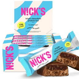 Nick 's Triple Chocolate Protein Bars - 12- Count Box - 124; High Protein, Low Calories, Low Carbs, Keto Friendly, No hozzáadott cukor