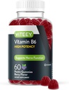 Viteey B6-vitamin gumik - Energia, Nerve & Mood Support - B6 Vitaminok 100mg - Vegan, Gluten Free, GMO Free - 60 Count