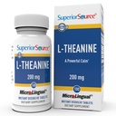 Superior Source L- Theanine 200 mg - Brain Health Support Supplement for Surfast - Supplement Formula Aids Better Sleep & Daily Energy - Supports Concentration Natural - 100 Instant oldódó tabletta