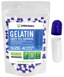XPRS Nutra mérete 4 üres kapszula - 100 db üres zselatin kapszula - pirula DIY kapszula töltelék - tölthető tiszta szarvasmarha gél gél kapcsok Do- it- Yourself kiegészítők (lila / fehér)