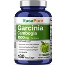 NusaPure Garcinia Cambogia 180 Veggie Capsules 1500mg (Vegetáriánus, Non-GMO, Vegan)