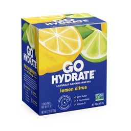 GoHydrate Instant Hydration Powder Packets - Alacsony nátriumtartalmú elektrolitok Drink Mix - Természetes hidratációs támogatás, Sugar Free Electrolyte Ízesített Powder Drink D-vitaminnal, 30 csomag, Citrus