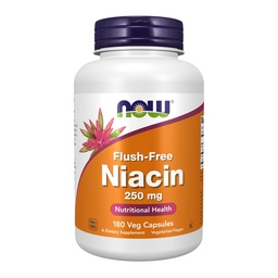 NOW Foods kiegészítők, Niacin (B3-vitamin) 250 mg, Flush- mentes, Táplálkozási egészség, 180 Veg kapszula