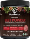Plantfusion Organic Beet Root Powder - Superfood Beet Supplement to Support Blood Flow & Circing - Fermented Whole Food Nutrition - Non-GMO, Vegan, Gluten- Free, 6.34 oz 30 Servings