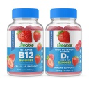Életképes cukor szabad B12-vitamin + D-vitamin 5000 NE, gumicukor bundle - nagy ízű, vitamin kiegészítés, glutén mentes, GMO mentes, rágógumi