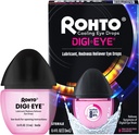 Rohto Digital Eye Strain Eye cseppek, Cooling Eye Strain Relief from Digital Eye Strain Tünetek, Long- Lasting, Soothing Eye Relief, Eye Drops for Red, Unott Eyes 0.4 fl oz palack (csomag 2)