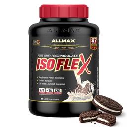 ALLMAX Nutrition - ISOFLEX Tejsavó fehérje por, tejsavó fehérje izolátum, 27g fehérje, Cookie & Cream, 5 font