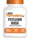 Psyllium Husk kapszula - Psyllium Supplement, Psyllium Husk Fiber - Vegan & Gluten Free, 240 Veg kapszula (1-es csomag)