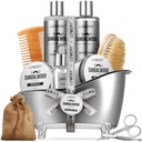Mens ajándékok, Sandalwood Beard Grooming Kit, Mens Grooming Kit for Boyfriend Dad, He, 11pc Beard Straightener for Men Beard Care, Beard Growth and Triming Gift, Beard Wash Growth Oil & More