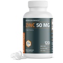 Bronson Cink 50 MG magas potenciállal támogatja a bőr egészségét - nem GMO, 120 Vegetáriánus tabletta